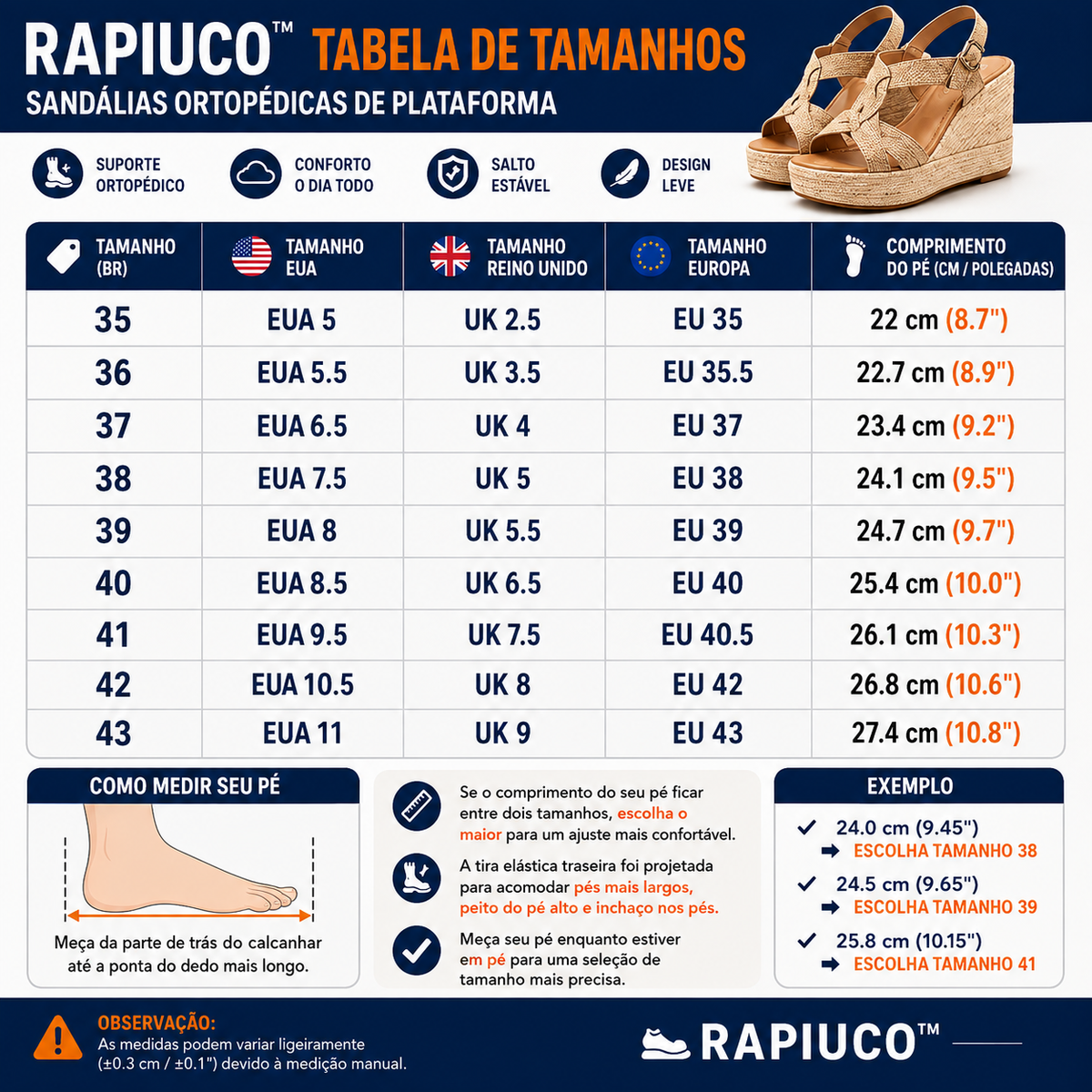 RAPIUCO™ Sandálias Ortopédicas com Plataforma