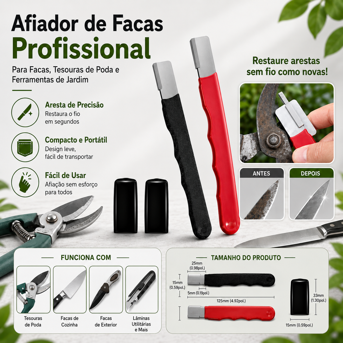 Afiador de Facas de Cozinha Profissional — Pack de 2