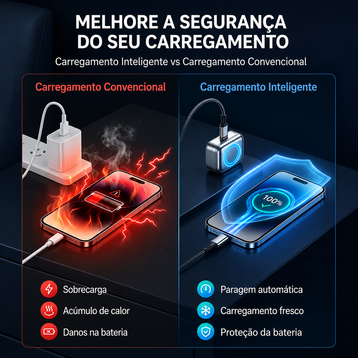 Adaptador de Carregamento com Paragem Automática Inteligente